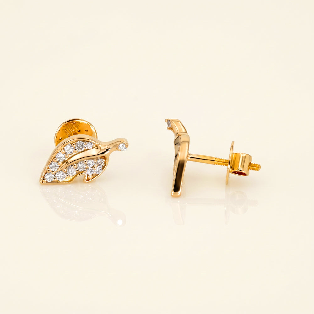 Diamond Leaf Stud Earrings