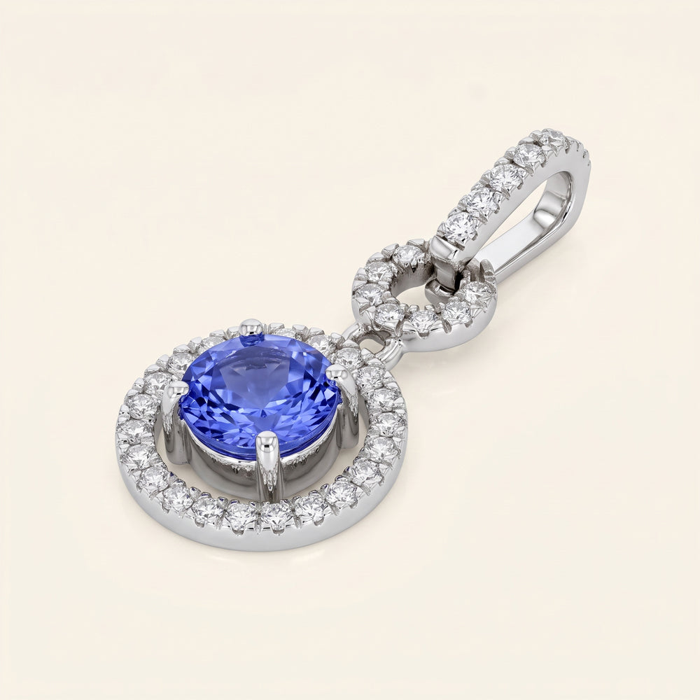 Tanzanite Halo Pendant