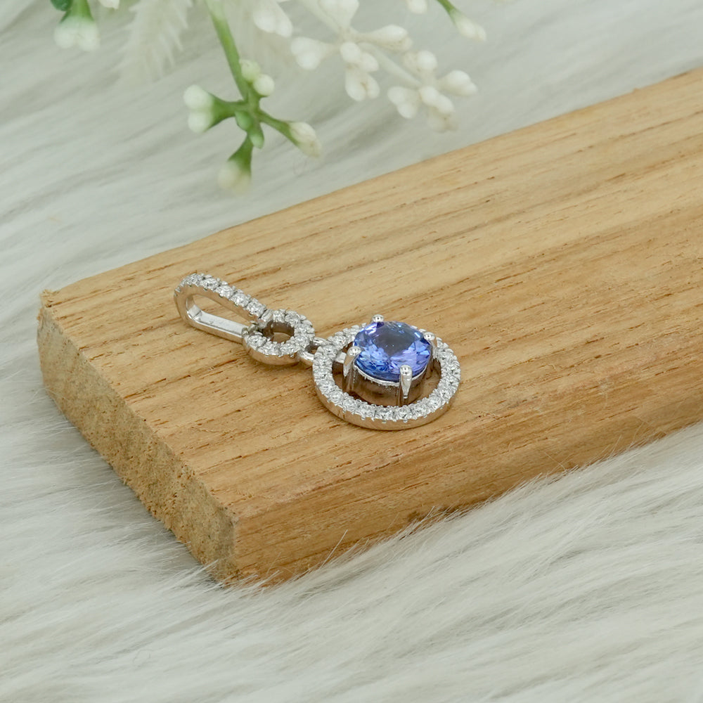 Tanzanite Halo Pendant