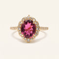 Rubellite Diamond Halo Engagement Ring