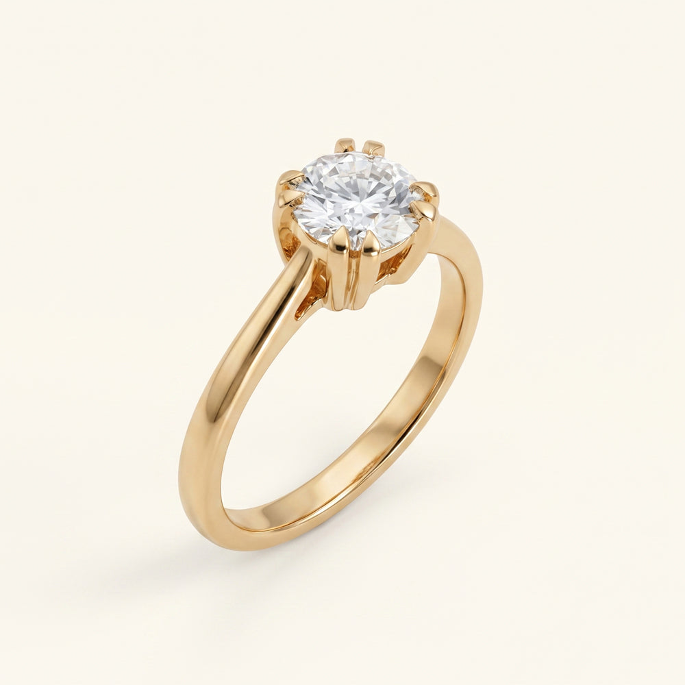 Round Moissanite Solitaire Engagement Ring