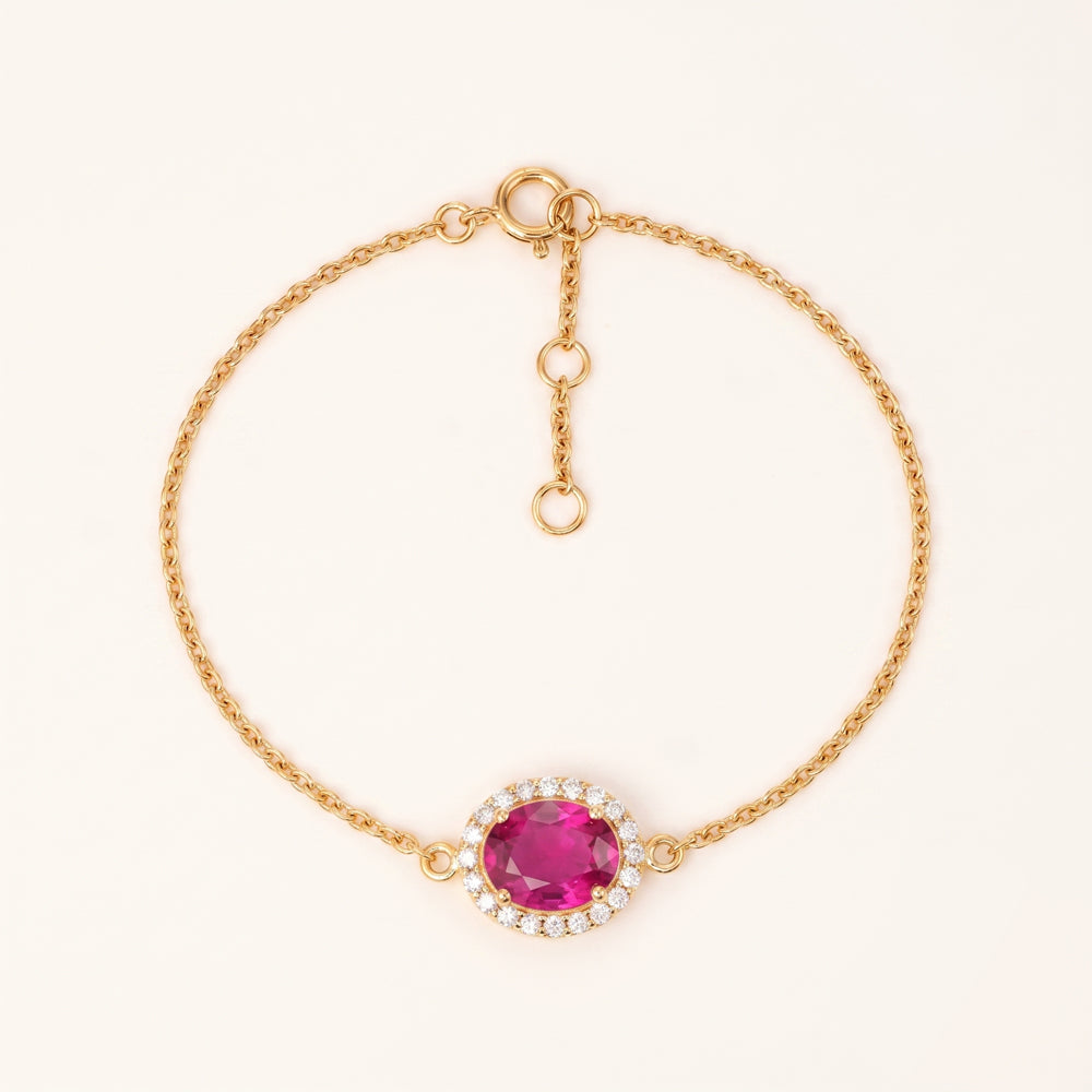 Rubellite Diamond Halo Bracelet