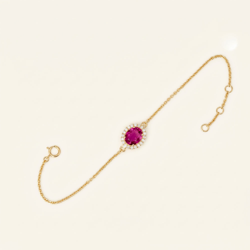 Rubellite Diamond Halo Bracelet
