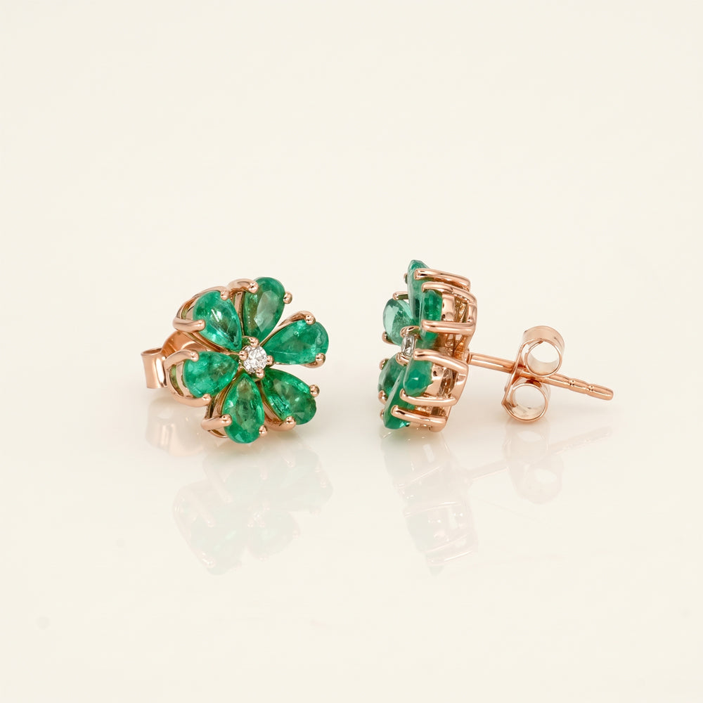 Emerald Floral Stud Earrings