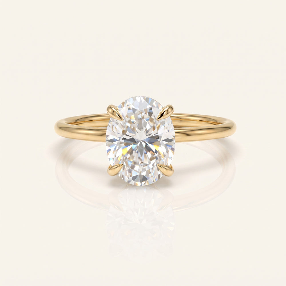 Oval Moissanite Solitaire Engagement Ring
