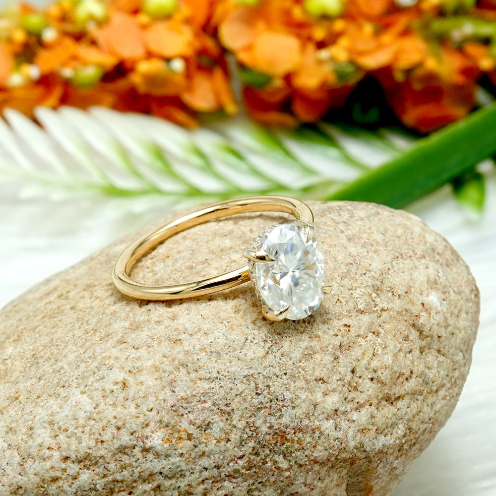 Oval Moissanite Solitaire Engagement Ring