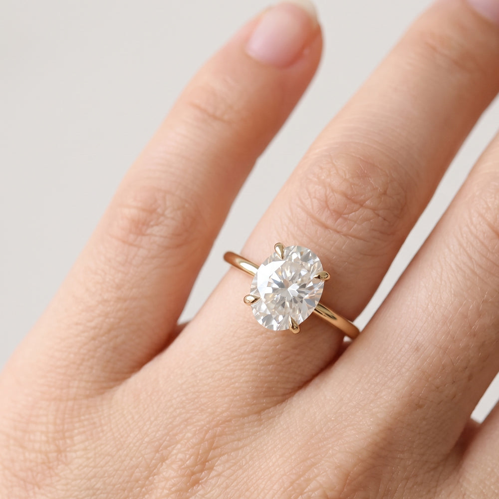 Oval Moissanite Solitaire Engagement Ring