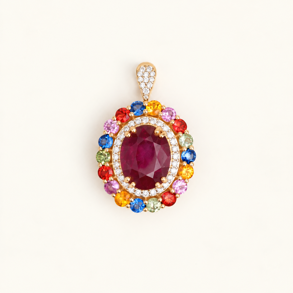 Ruby Sapphire Cocktail Pendant