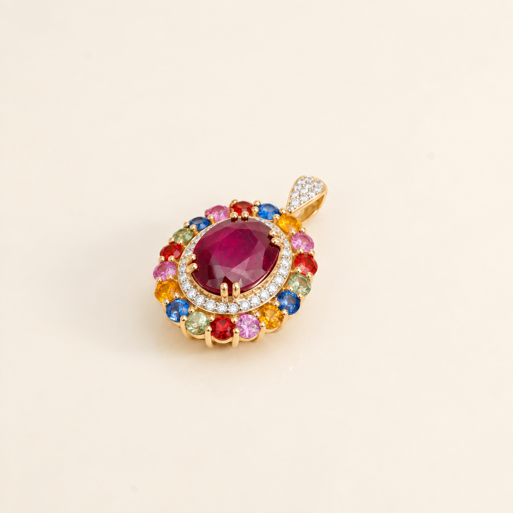 Ruby Sapphire Cocktail Pendant