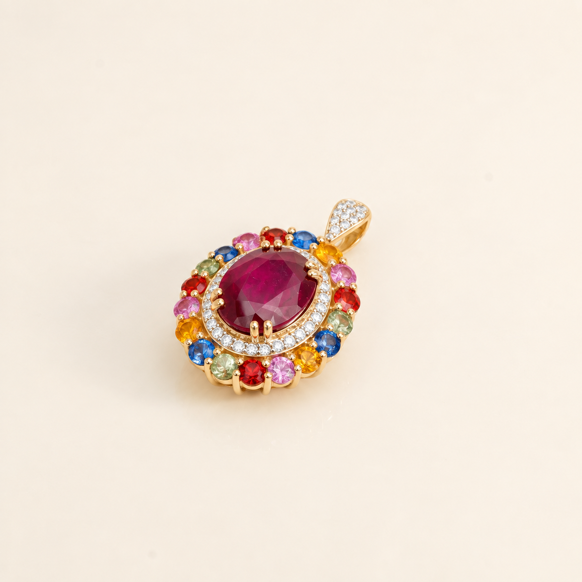 Ruby Sapphire Cocktail Pendant