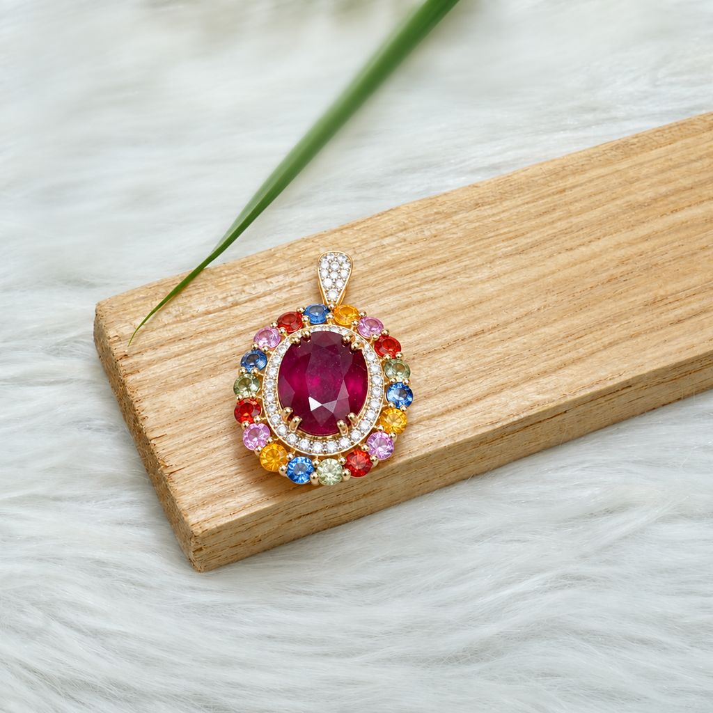 Ruby Sapphire Cocktail Pendant