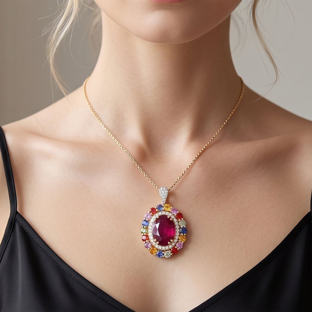 Ruby Sapphire Cocktail Pendant