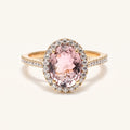 Pink Tourmaline Moissanite Halo Engagement Ring