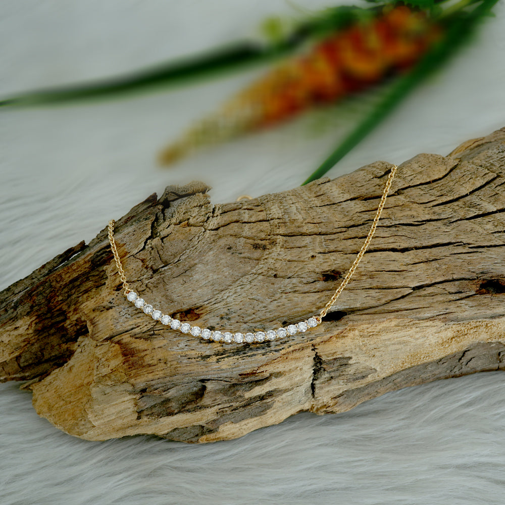 Moissanite Curve Wedding Necklace