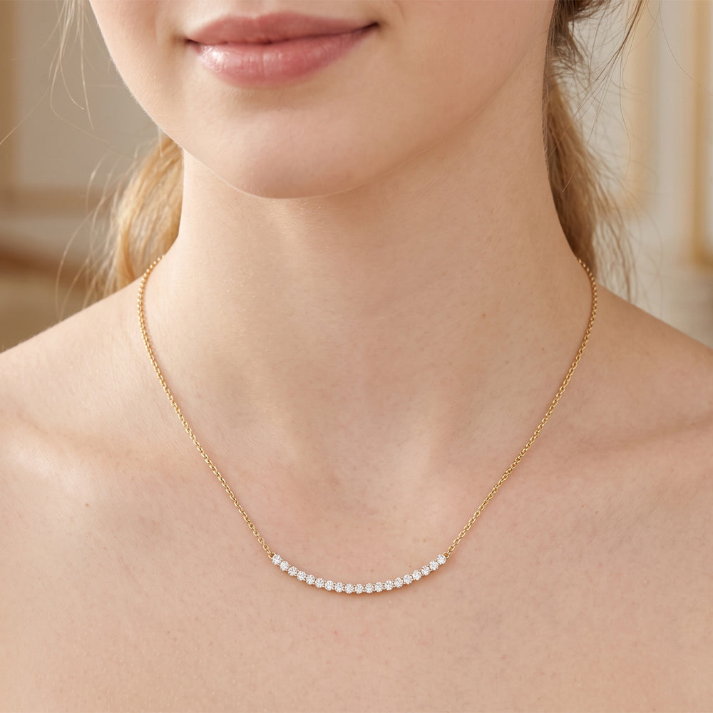 Moissanite Curve Wedding Necklace