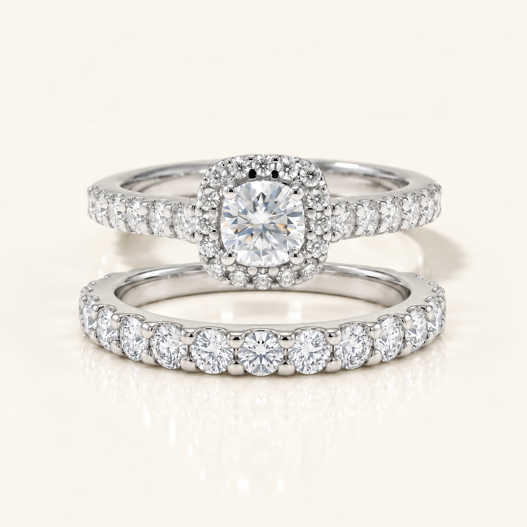 Cushion Moissanite Halo Engagement Ring