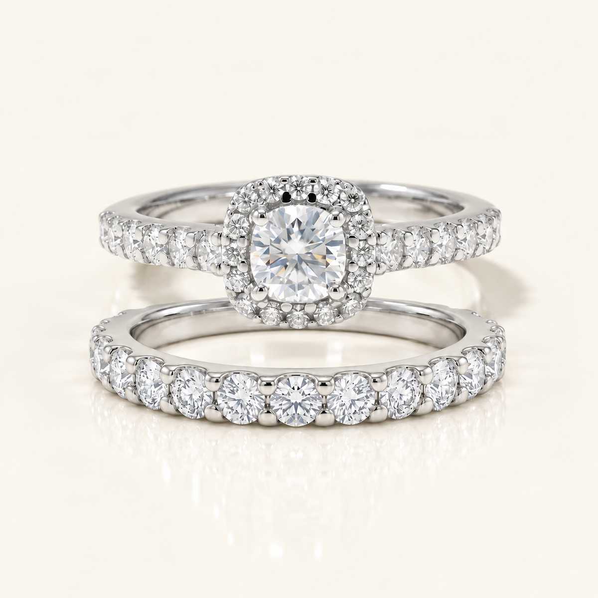 Cushion Moissanite Halo Engagement Ring