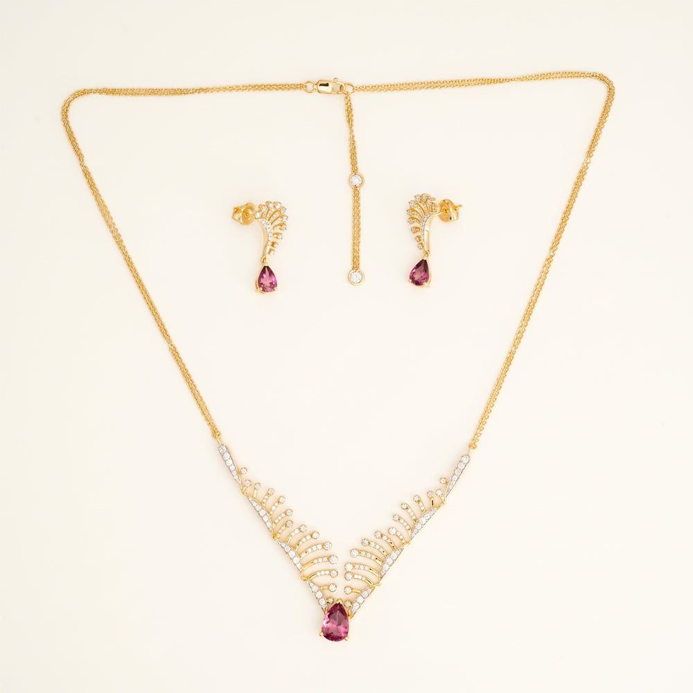 Tourmaline & Lab Grown Diamond Necklace Earring Set
