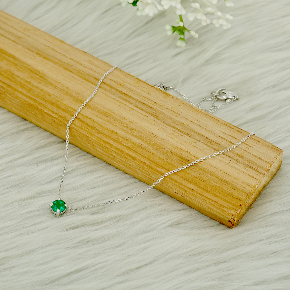 Emerald Solitaire Necklace