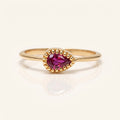 Pear Ruby Beaded Solitaire Ring
