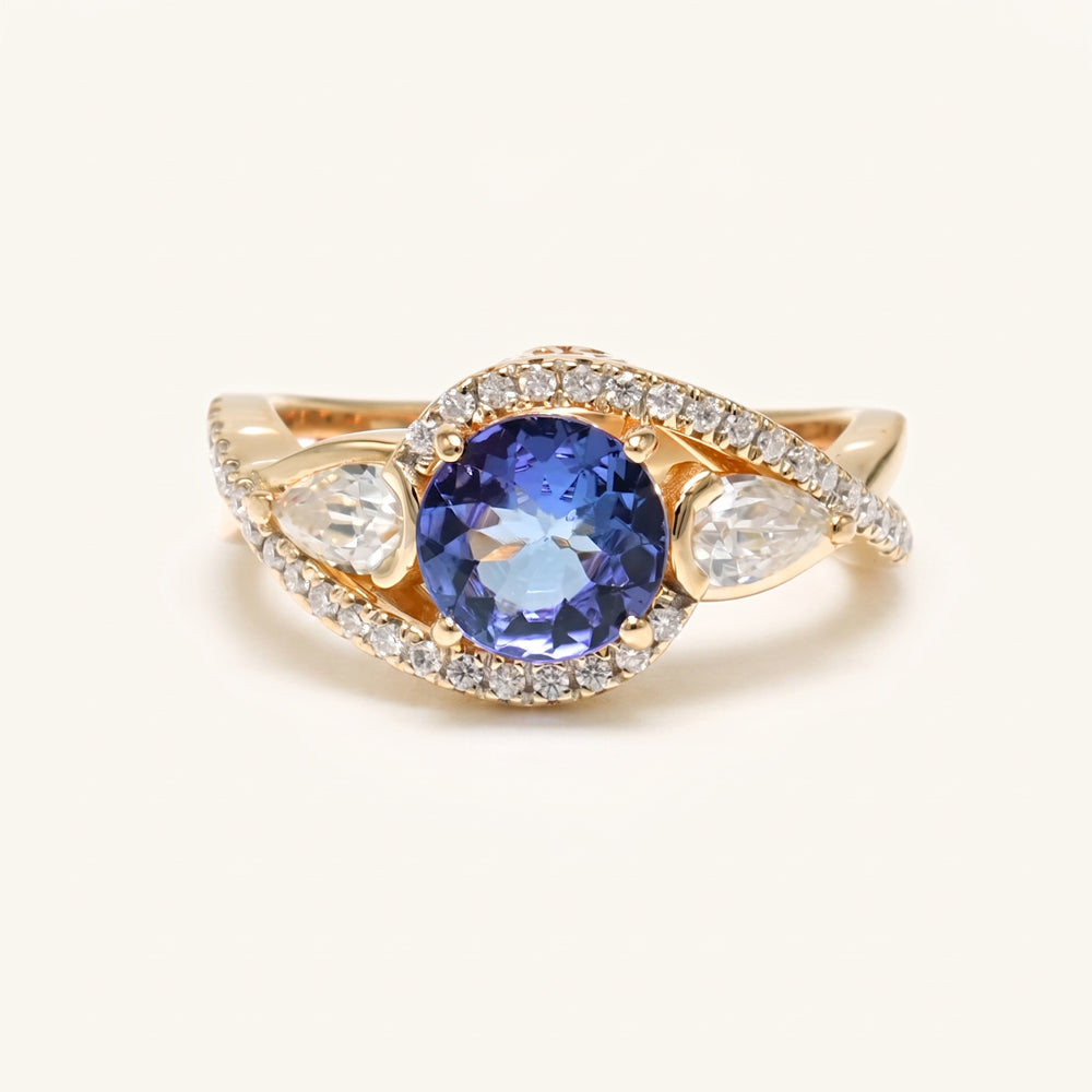 Tanzanite Moissanite Swirl Cocktail Ring
