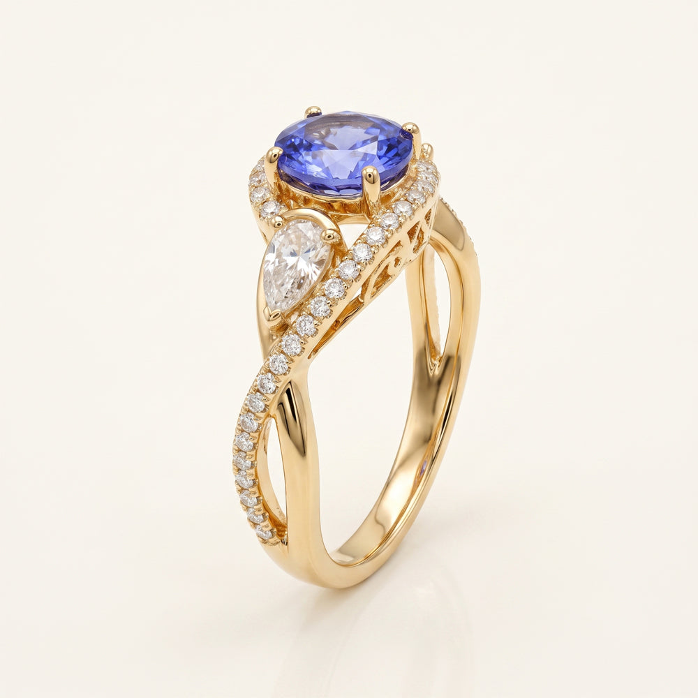 Tanzanite Moissanite Swirl Cocktail Ring