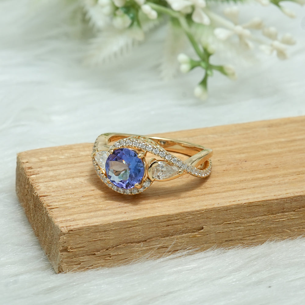 Tanzanite Moissanite Swirl Cocktail Ring