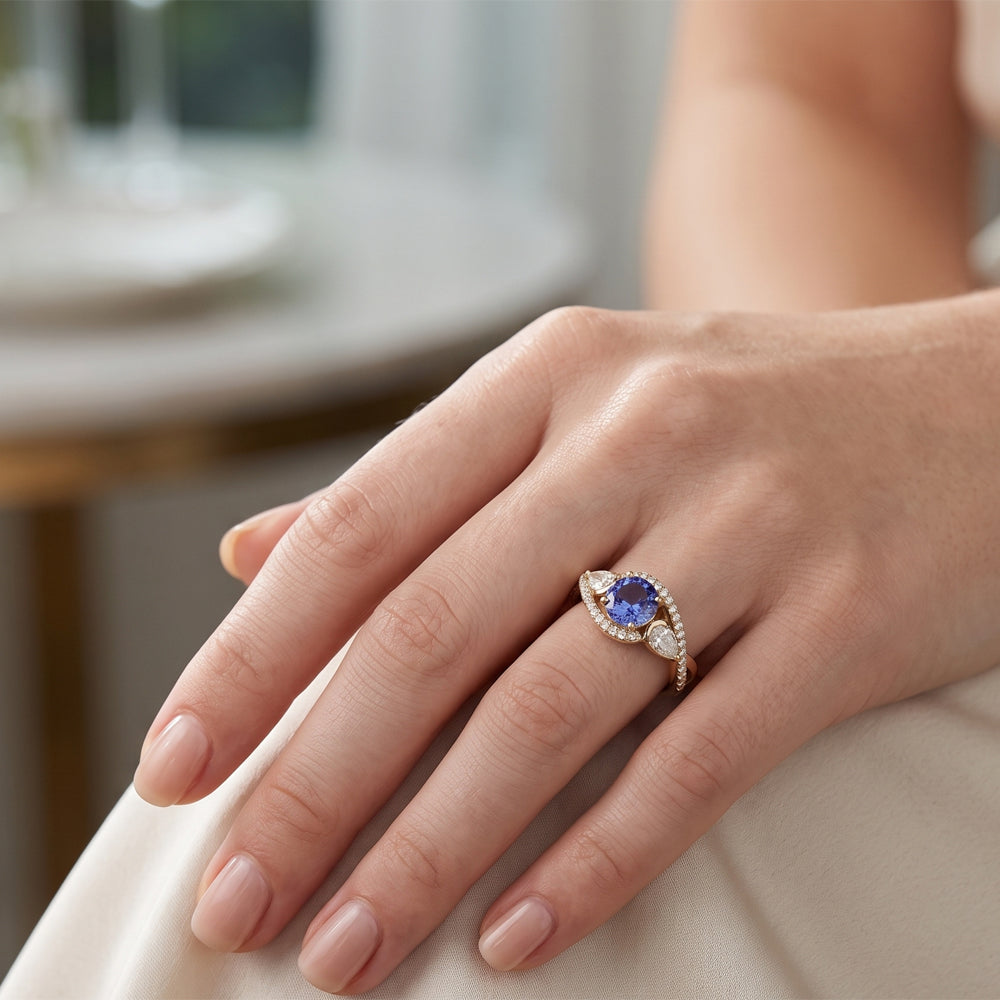 Tanzanite Moissanite Swirl Cocktail Ring