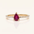 Pear Ruby Natural Diamond Engagement Ring