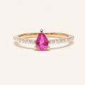 Pear Ruby Moissanite Engagement Ring