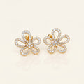 Natural Diamond Floral Stud Earrings