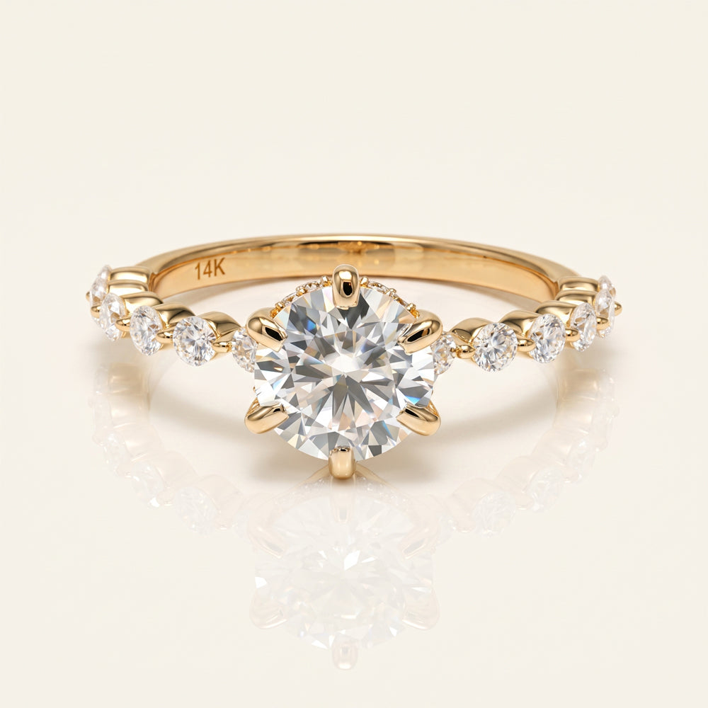 Round Moissanite Graduated Engagement Ring