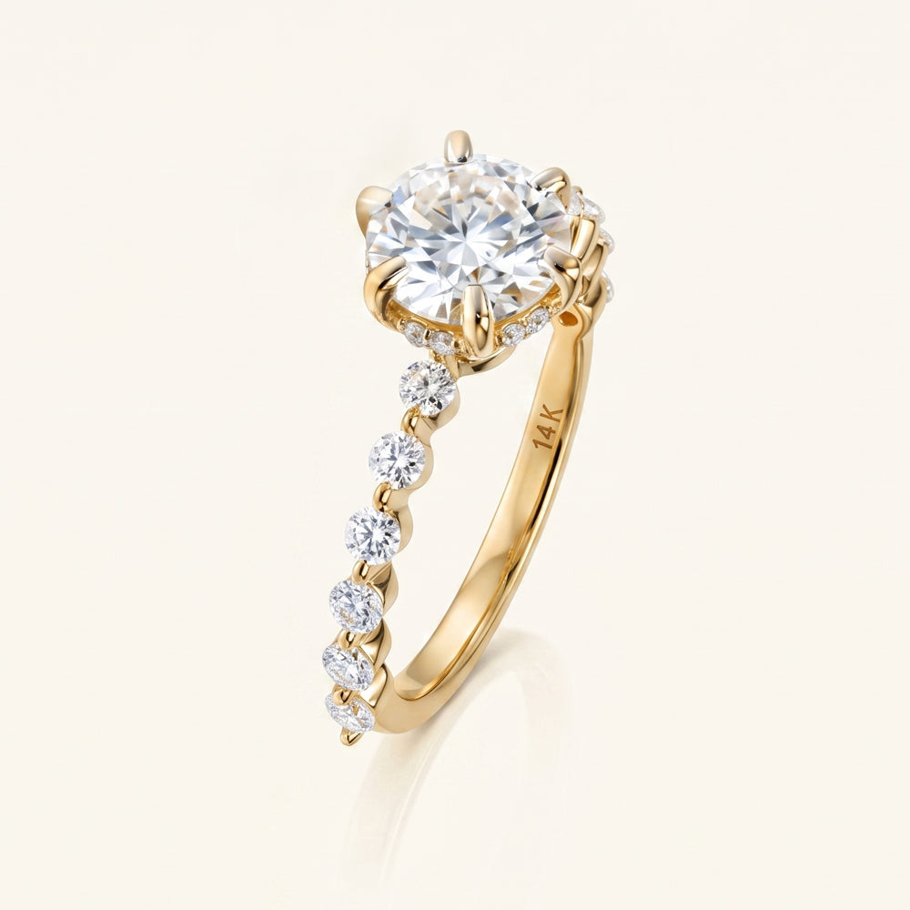 Round Moissanite Graduated Engagement Ring