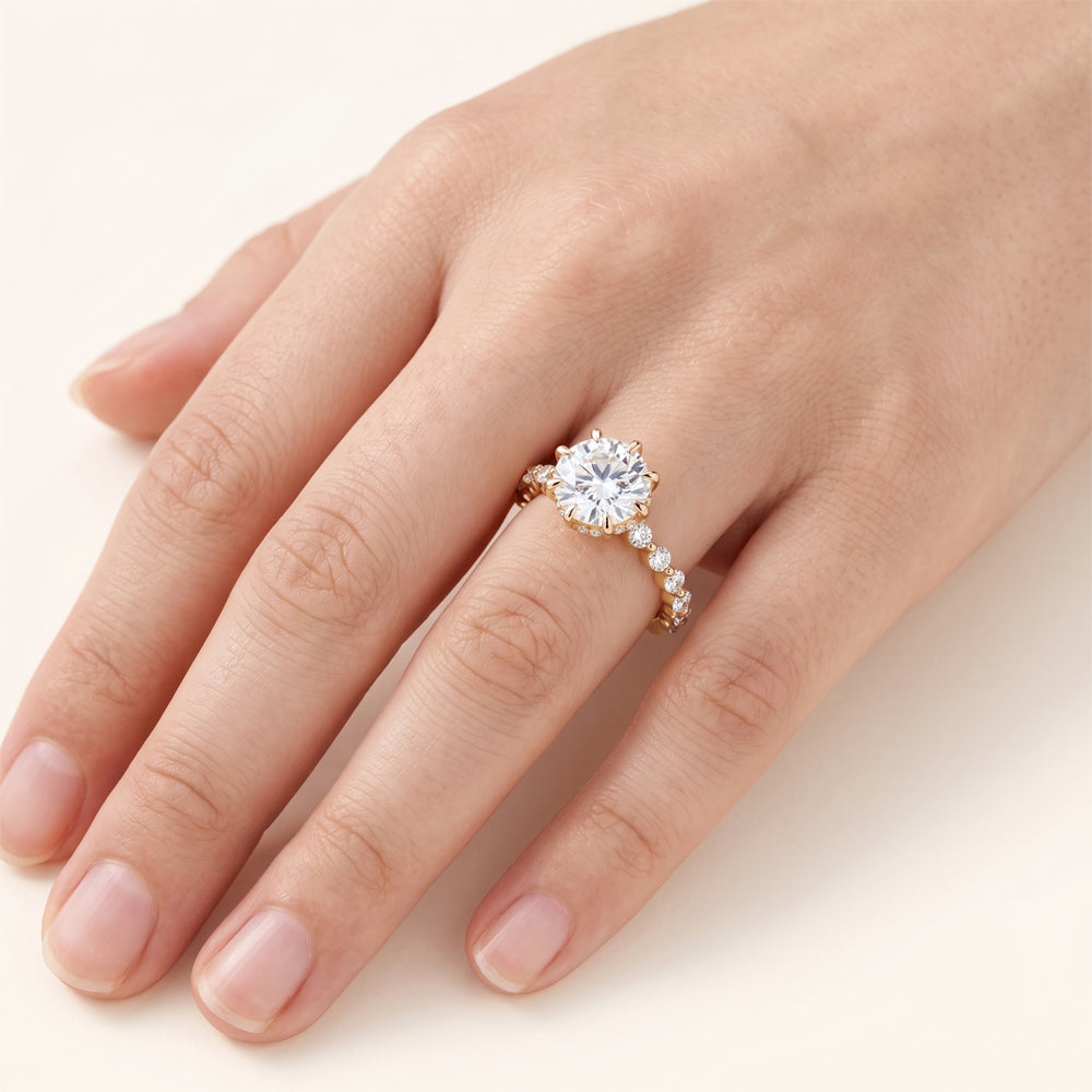 Round Moissanite Graduated Engagement Ring